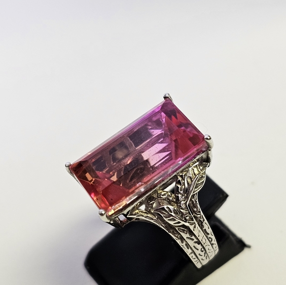 Genuine Sunset Quartz Ring Platinum over Sterling Silver Size 6! - Picture 6 of 6